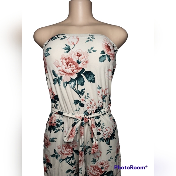 Floral Sleeveless Belted Jumpsuit - Picture 5 of 9